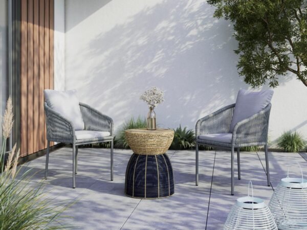 Sodo krėslų komplektas (2 vnt.) Pepe, šviesiai pilkas, metalas/tekstilė