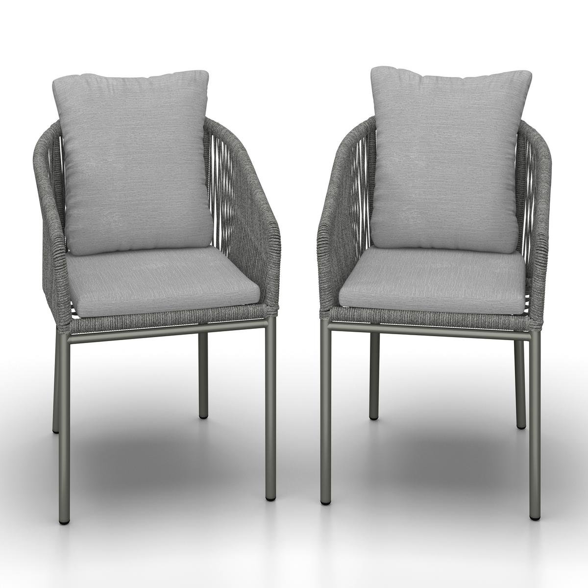 Sodo krėslų komplektas (2 vnt.) Pepe, šviesiai pilkas, metalas/tekstilė - Image 2