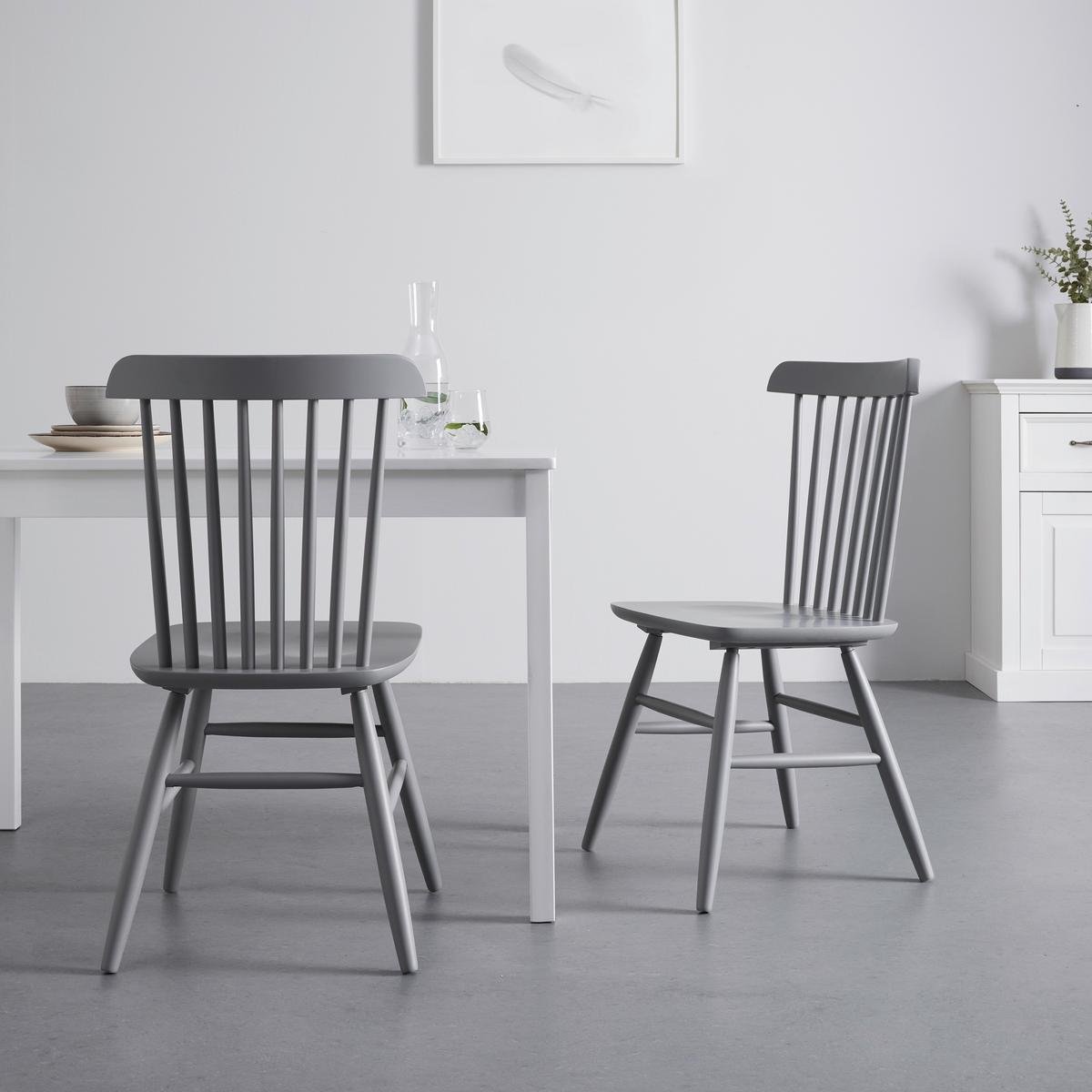 Kėdžių komplektas Pedro pilkai lakuota masyvi buko mediena - Image 2