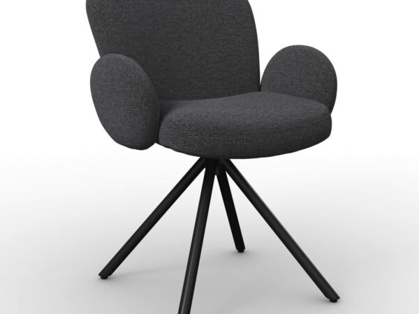 Tamsiai pilkas šenilinis apmuštas pasukamas krėslas Josea