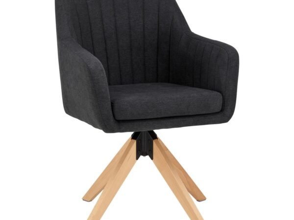 Krėslas Lucita, antracito aksomas, pasukamas, paminkštintas