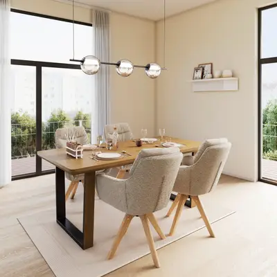 Krėslas su porankiais Juana, šviesiai pilkas, buklė, pasukamas, apmuštas tekstile - Image 8