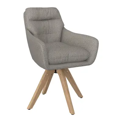 Krėslas su porankiais Juana, šviesiai pilkas, buklė, pasukamas, apmuštas tekstile - Image 6