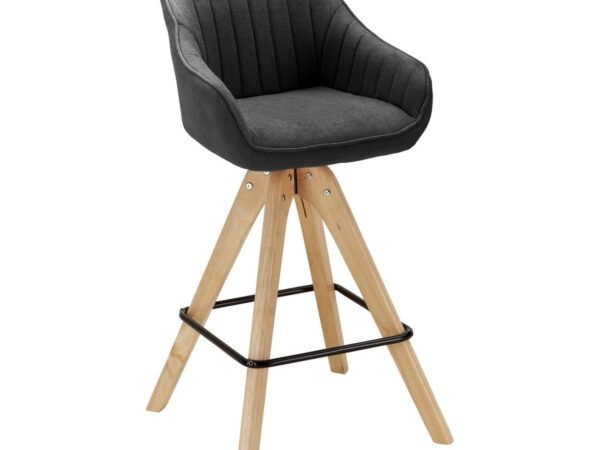 Baro kėdė Leonie, tamsiai pilko audinio, pasukama, paminkštinta