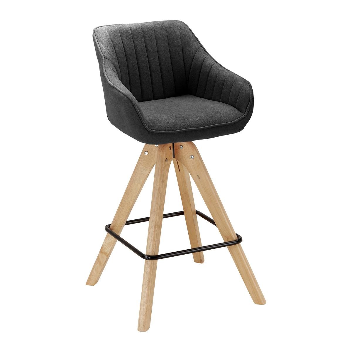 Baro kėdė Leonie, tamsiai pilko audinio, pasukama, paminkštinta - Image 3