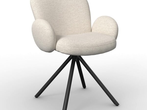 Sukamasis krėslas su porankiais Josea, kreminės šenilės