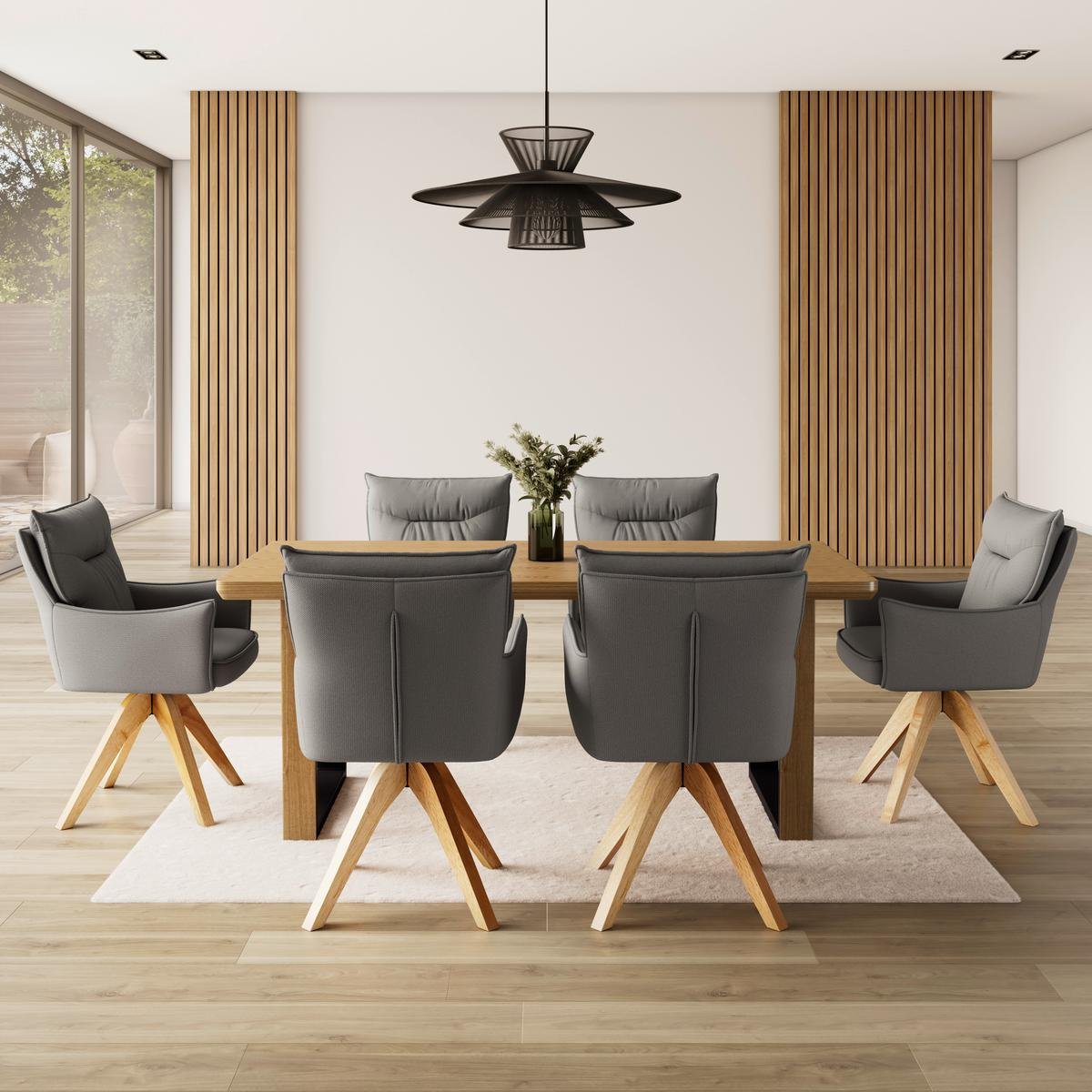 Krėslas Lorelei, pilkas, iš audinio, pasukamas, apmuštas - Image 7