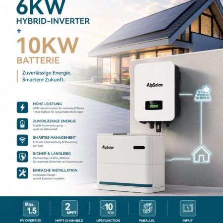 Saulės energijos kaupiklis 10 kWh su 6 kW inverteriu